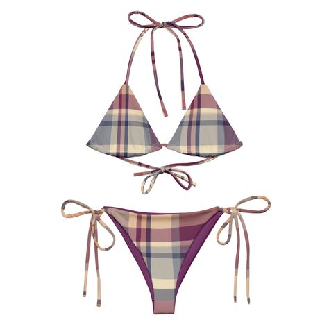 Lavender Haze Plaid String Bikini Lavender Shades, Trendy Swimsuit, Swimsuit Outfit, Polka Dot Bathing Suit, Swimsuit Inspo, Lavender Haze, Trendy Swimsuits, Frankies Bikinis, Cute Swimsuits