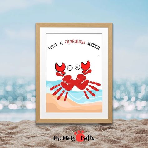 Engaging Beach Crafts for Toddlers | DIY Ideas for Sunny Days Crab Handprint, Realistic Paper Flowers, Crab Crafts, Origami Templates, Crab Art, Red Crab, Scissors Crafts, Summer Activity, Handprint Craft