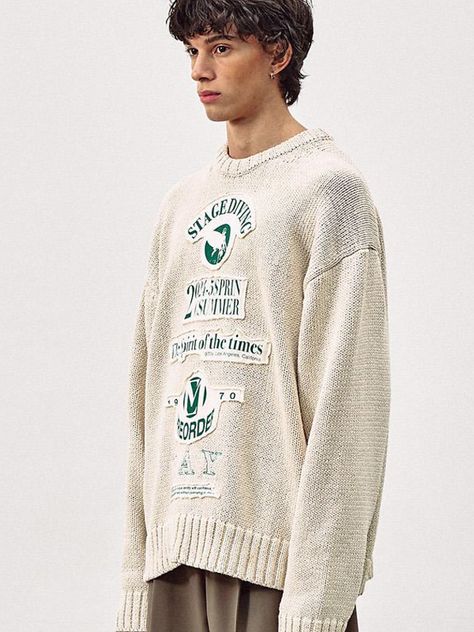 Designer fashion, Seoul-fully created | W Concept Applique Sweater, Handmade Applique, Print And Embroidery, Stylish Artwork, Embroidery Sweater, Stylish Sweaters, W Concept, Light Sweater, Knit Pattern