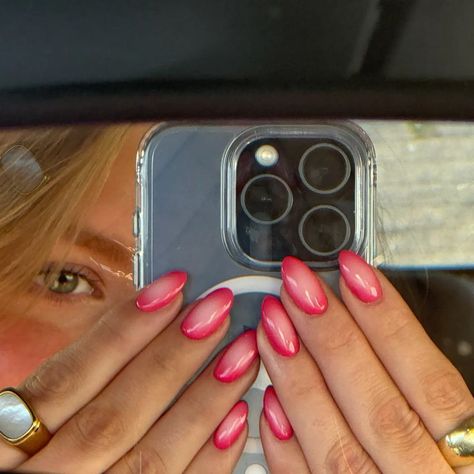 Just came up with a new nail trend. I'm calling it "aura nails". Lmk if you like it! | Instagram Get X Nails, Classy Colorful Nails, Europe Nails Aesthetic, Peach Aura Nails, Erica Ha Nails, Different Color Nails On Each Hand, Classic Summer Nails, Artsy Nails Designs, Nails For Italy