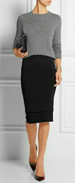 4d6e4749289c4ec58c0063a90deb3964desc44204163ri Heels Work Outfit, Black Pencil Skirt Outfit, Pencil Skirt Outfit, Business Casual Sweater, Trendy Dresses Formal, Pencil Skirt Outfits, Trendy Skirts, Elegante Casual, Black Pencil Skirt