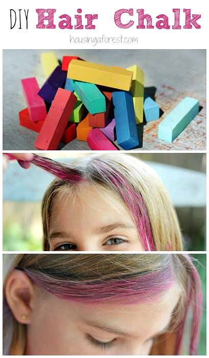 How to Chalk Hair ~ DIY Washable Hair Color Diy Hair Chalk, Washable Hair Dye, Hair Dye For Kids, Chalk Hair, Washable Hair Color, Kids Hair Color, Diy Hair Dye, Temporary Hair Dye, Diy Dye