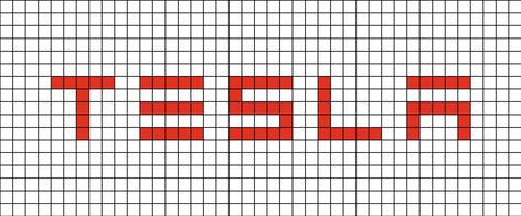 A pixel art template of the Tesla logo from 2003, but just the text. Rsr Pixel Art, Celtic Alphabet, Pixel Car, Tesla Logo, Easy Disney Drawings, Graph Paper Drawings, Easy Perler Beads Ideas, Fuse Bead Patterns, Loom Bracelet Patterns