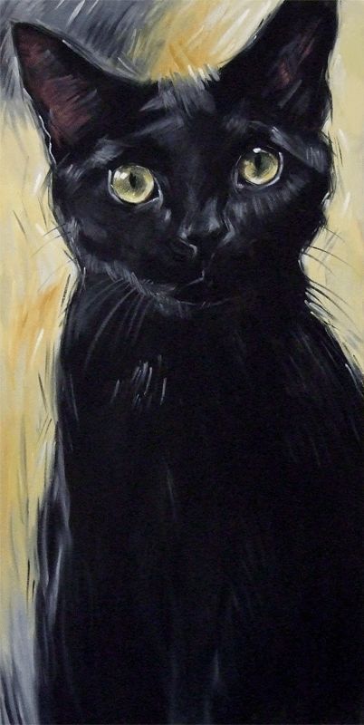 by Diane Irvine Armitage Black Cat Painting, Image Chat, Black Cat Art, A Black Cat, Cat Artwork, Cats Illustration, Arte Animal, Cat Painting, Cat Drawing