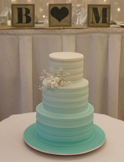 Mint Green Wedding Cake, Mint Wedding Cake, Ombre Wedding Cake, Wedding Cake Ombre, Green Wedding Cake, Wedding Mint Green, Diy Wedding Cake, Green Cake, Ombre Wedding