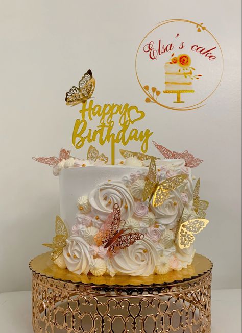 72 Birthday Cake, Picnic Rosa, Gold Butterfly Cake, Modern Birthday Cakes, Rose Gold Cake, Birthday Cake For Mom, Elsa Cakes, 21st Birthday Cakes, 16 Birthday Cake