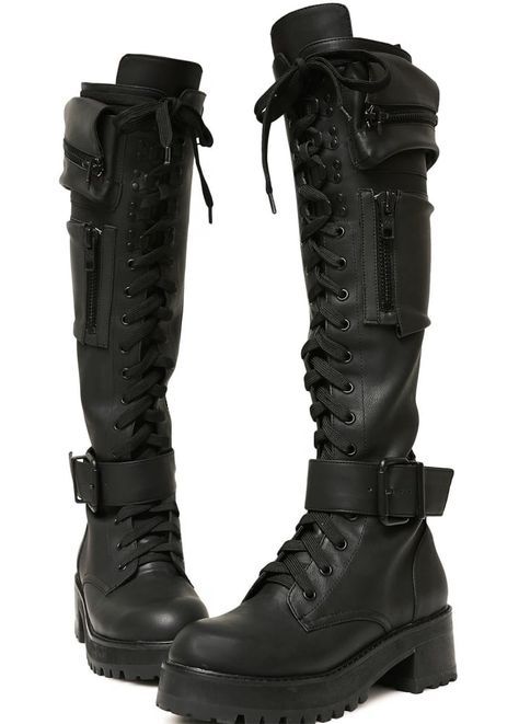 Techwear Boots, Boots Goth, Womens Thigh High Boots, Converse Outfits, Style Converse, Dr Shoes, Black Punks, Black Shoe, Design Cool