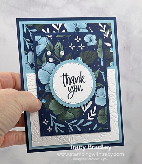 Cas Stampin Up Cards, Thank You Card Tutorial, Homemade Stampin Up Cards, Su Something Fancy Cards, Tracy Bradley Cards, Stampin Up Cards With Dsp, Stampinup Card Ideas 2024, Fun Fold Cards Stampin Up Project Ideas, Crafting With You Cards By Su