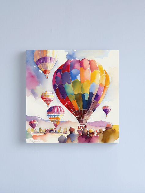 Hot Air Balloon Illustration Watercolors, Painting Hot Air Balloon, Hot Air Balloons Painting, Watercolor Balloons Painting, Hot Air Balloon Acrylic Painting, Hot Air Balloon Watercolor, Watercolor Hot Air Balloon, Air Balloon Painting, Hot Air Balloon Art