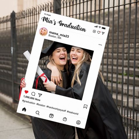 Personalized Selfie Frame Instagram Frame Printed Photo - Etsy Instagram Photo Prop, Photo Prop Frame, Bridal Shower Photo Prop, Graduation Photo Booth, Selfie Frame, Diy Instagram, Frame Props, Photo Frame Prop, Bridal Shower Photos