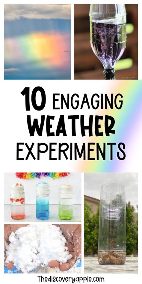 Dive into the fascinating world of weather with these 10 hands-on activities for kids! From cloud experiments to rainbow crafts, your little meteorologists will love learning while they play. Plus, explore extra resources to enhance the fun and educational experience. Perfect for homeschooling, rainy days, or just sparking curiosity about the world around us! #weatheractivities #kidsactivities #STEMforkids Weather Science For Preschool, Around The World Science Experiments, Make It Rain Science Experiment, Weather Experiments For Kindergarten, Weather 2nd Grade Activities, Weather Activities Special Education, Weather Activities For 3rd Grade, Cold Weather Experiments For Kids, Reggio Emilia Weather Activities