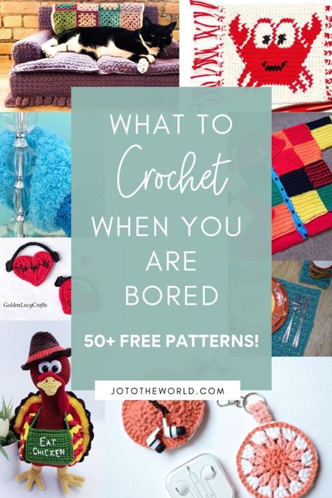 50 Interesting Things to Crochet When You Are Bored | Jo to the World Creations Cute Things To Crochet, What To Crochet, Things To Crochet, Unique Baby Blankets, Easy Beginner Crochet Patterns, Crochet Project Free, Scrap Yarn Crochet, Crochet Coffee Cozy, Christmas Crochet Patterns Free