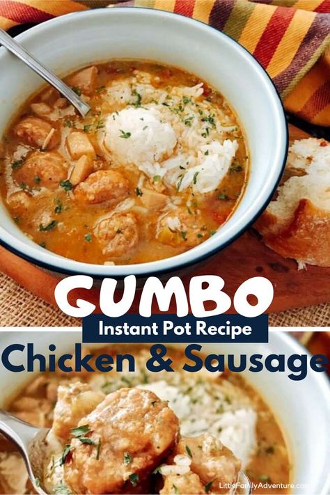 Instant Pot Gumbo Recipe, Easy Gumbo Recipe, Instant Pot Gumbo, Cajun Comfort Food, Easy Gumbo, Gumbo Recipe Easy, Chicken And Sausage Gumbo, Gumbo Recipe Sausage, Recipe Instant Pot