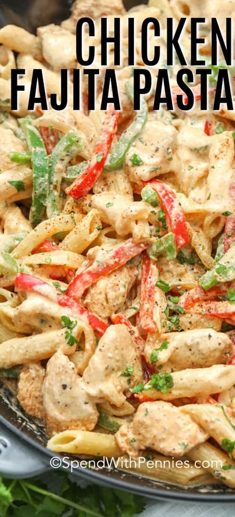 Chicken Fajita Pasta Recipe, Fajita Pasta Recipe, Pasta One Pot, Fajita Pasta, Chicken Fajita Pasta, Homemade Fajita Seasoning, One Pot Meal, Chicken Fajita, Fajita Recipe