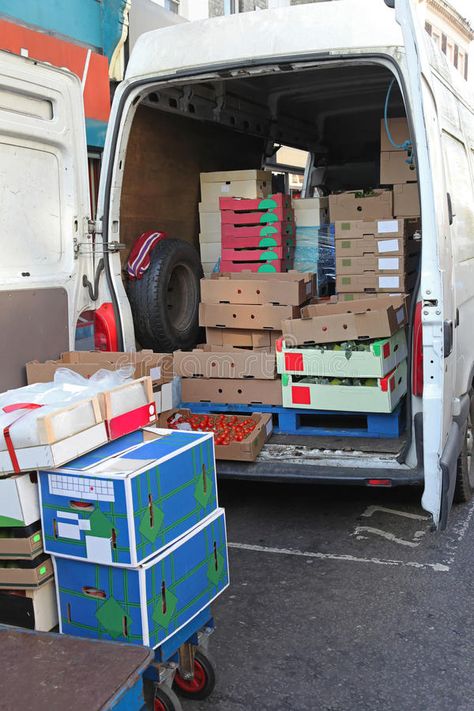 Food delivery. Boxes and crates of food in back of delivery van , #AD, #Boxes, #delivery, #Food, #van, #food #ad Food Delivery Aesthetic, Food Safety And Sanitation, Fruit Delivery, Visa Sponsorship, Apply Job, Delivery Food, Food Van, Delivery Van, Food Supplies