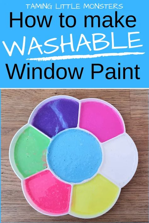 Washable Window Paint Recipe - Taming Little Monsters Washable Window Paint, Car Window Paint, Kids Art Easel, Window Paint, Painting On Glass Windows, Kids Easel, Tracing Art, Paint Recipe, Homemade Paint