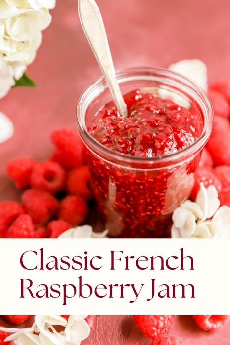 This French Raspberry Jam can be made with red or black raspberries and requires no pectin at all to make the world's best homemade raspberry jam! Frosting Without Heavy Cream, Black Raspberry Jam, Fresh Peach Cobbler, Homemade Raspberry Jam, Peach Pound Cakes, Raspberry Jam Recipe, Black Raspberries, Whipped Cream Cheese Frosting, Cream Cheese Pound Cake