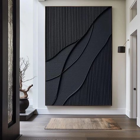 Large Black Plaster Painting Modern Art Large Framed Black 3d Texture Art luxury Wall Art For Sale Foyer Design Ideas, Foyer Designs, Entryway Art, Minimalist Artist, Entryway Design, Plaster Wall Art, Diy Canvas Wall Art, Modern Entryway, Custom Frames