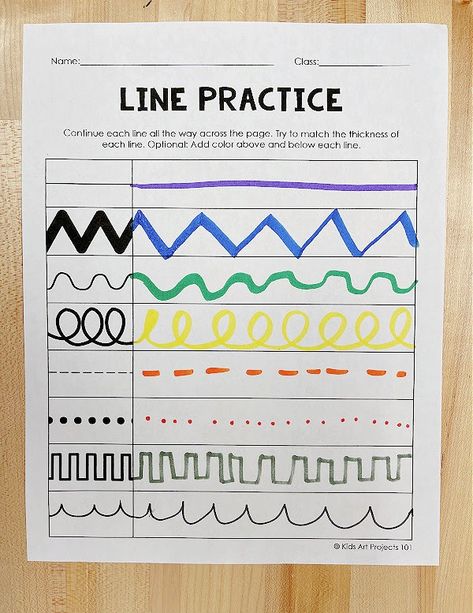 Paul Klee Teaching Resources and Lesson Plans - Kids Art Projects 101 Kindergarten Lines Art Lesson, Line Art Activities For Kindergarten, Line Kindergarten Art, Elementary Art Kindergarten, Line Worksheets For Art, Kindergarten Art Line Lessons, Teaching Line In Art, Teaching Lines In Art Kindergarten, Art Stations For Kindergarten