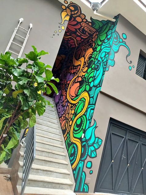 Grafity Art Design Wall, Street Wall Painting Ideas Creative, Exterior Wall Mural, Wall Graffiti, Trippy Wall, Graffiti Murals, Murals Street Art, Graffiti Wall Art, Graffiti Drawing