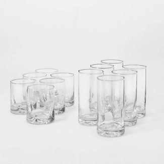 Glass : Drinking Glasses : Target Plastic Cups Reusable, Glass Drinkware Set, Boho Glassware, Penthouse Decor, Glasses Cup, Apartment Wishlist, Target Threshold, Elegant Glassware, Kitchen Glassware