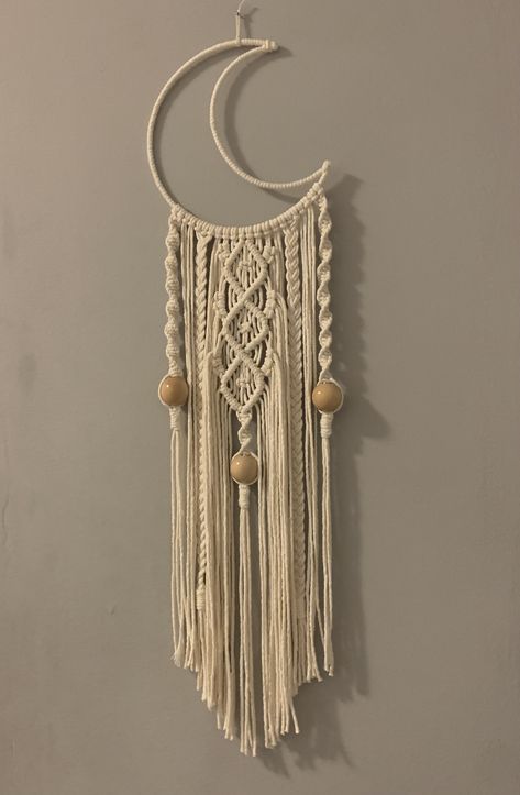 Moon Macrame Diy Tutorial, Macrame Pentagram Diy, Crescent Moon Macrame Diy, Moon Macrame Wall Hangings, Macrame Moon Diy, Macrame Moon Wall Hangings, Macrame Suncatcher, Dreamcatcher Macrame, Simpul Makrame