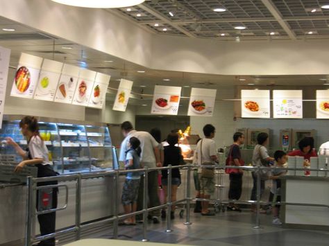 Ikea Restaurant Interior Design, Ikea Food Court Aesthetic, Ikea Food Court, Foodcourt Design Interiors Food Court, Ikea Restaurant Food, Small Canteen Design, High School Canteen, Ikea Restaurant, University Canteen Design