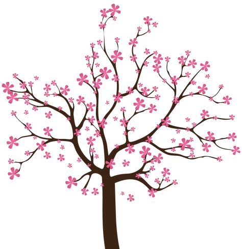 Spring Tree Drawing, Tree Wall Painting, Tree Clip Art, Mandala Tutorial, Tree Branch Decor, Pine Tree Tattoo, Stickers Collection, Spring Clipart, Cherry Blossom Art