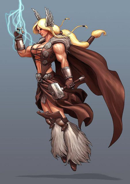 Fem Thor Artist: Unknown Thor Art, Female Thor, Sci Fi Character Design, Female Villains, Rule 63, Pathfinder Rpg, Black Widow Marvel, Dnd Characters, Fantasy Character Design