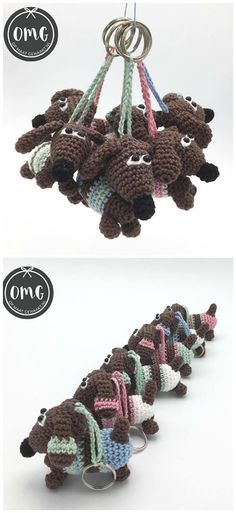 Amigurumi Dachshund Dog Keychain Crochet Free Pattern - Crochet & Knitting Keychain Crochet Free Pattern, Amigurumi Dachshund, Crocheted Keychains, Dachshund Pattern, Crochet Ornament Patterns, Crochet Dog Patterns, Crochet Toys Free, Keychain Crochet, Crochet Keychain Pattern