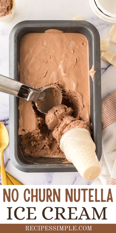 This rich, velvety easy no churn Nutella ice cream is sure to satisfy all the chocoholics out there! It's cool, creamy, with a chocolate and nutty flavor. Popsicle Recipe For Kids, Nutella Ice Cream, Best Homemade Ice Cream, Ice Cream Recipes Machine, Yogurt Popsicles, Fruit Popsicles, Milk Ice Cream, Ice Cream Base, Homemade Ice Cream Recipes