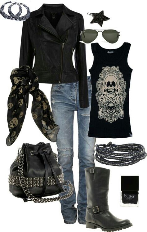 Some, not others.                                                                                                                                                      More Stile Punk Rock, Biker Chick Outfit, Outfits With Scarves, Biker Clothing, Mode Rockabilly, Chick Outfit, Mode Rock, Mode Punk, Biker Shorts Outfit