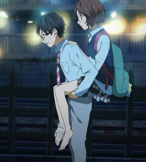 Tsubaki, Kousei, piggyback; Your Lie in April Kousei Arima, Tsubaki Chou Lonely Planet, Your Lie In April, Card Captor, Manga Cosplay, You Lied, I Love Anime, Anime Life, Tokyo Ghoul