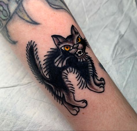 Traditional Tattoo Gap Fillers, Ace Tattoo, Traditional Tattoo Inspiration, Black Cat Tattoos, Tattoo Now, Chest Piece Tattoos, Creepy Tattoos, Traditional Tattoo Design, Traditional Tattoo Art