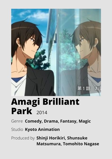 Poster Information, Anime Minimalist Poster, Amagi Brilliant Park, Kyoto Animation, Minimalist Posters, Anime Reccomendations, Landscape Wallpaper, Minimalist Poster, Watch List