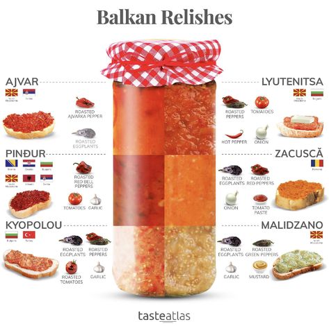 Taste Atlas, Relish Sauce, Spice Blends Recipes, Culinary Cooking, The Balkans, Homemade Sauce, Food Culture, Interesting Food Recipes, Local Food