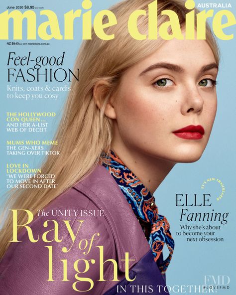 Cover with Elle Fanning June 2020 of AU based magazine Marie Claire Australia from Pacific Magazines including details. (ID:55997) Marie Claire Magazine Cover, Elle Fanning Style, Marie Claire Australia, Dakota And Elle Fanning, Marie Claire Magazine, Fashion Magazine Cover, Fashion Cover, Elle Magazine, Elle Fanning