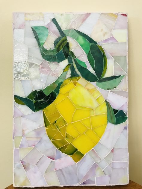 Lemon Mosaic Pattern, Lemon Mosaic, Fruit Mosaic, Mosaic Garden Ideas, Vitromosaico Ideas, Realistic Flower Drawing, Mosaic Tiles Crafts, Mosaic Art Diy, Mosaic Pots