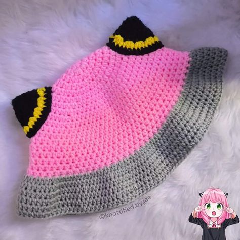 Anya Forger, Bucket Hat, Crochet, Hats