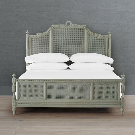 Frontgate Beauvier French Cane Bed In French Linen | ModeSens French Cane Bed, French Country Bed, Cane Bed, Wreath Natural, Country Bedding, French Bed, Greco Roman, Bedroom Furnishings, Furniture Placement