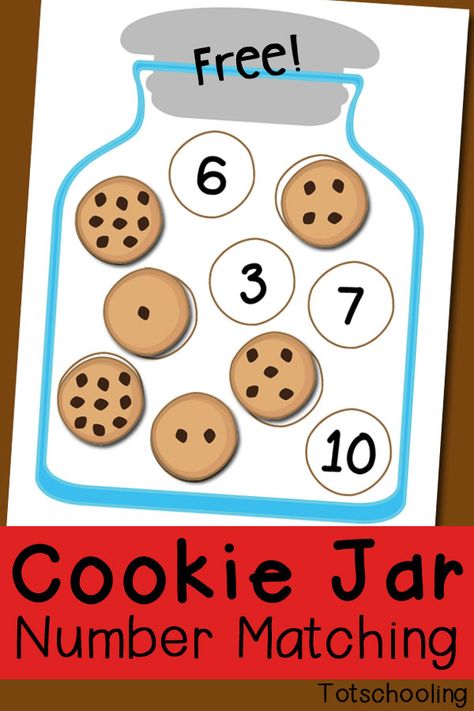 Cute Cookie Jar Number Matching Game. Fun preschool math activity! Reading Interventionist, Prek Math, Numbers Preschool, Math Activities Preschool, Tot School, Math Numbers, Number Matching, Preschool Math, Preschool Fun