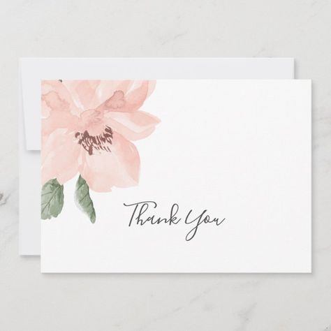 Thank You Card Design, Custom Thank You Cards, Watercolor Greeting Cards, Flower Watercolor, Lettering Styles, Diy Stationery, Card Birthday, Watercolor Flower, Wedding Thank You Cards