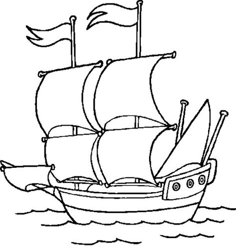 Colonial Cruise Ship Coloring Pages - NetArt Sun Coloring Pages, Thanksgiving Coloring Sheets, Free Thanksgiving Coloring Pages, Pirate Coloring Pages, Ocean Coloring Pages, Thanksgiving Coloring Pages, Ship Drawing, Coloring Pages To Print, Pirate Ship