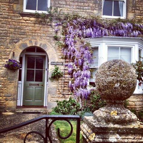 Barnack, England.  Charming Cottage with wisteria. Spring Pots, English Houses, Garden Spring, English Cottage Garden, English Country Gardens, Up House, Spring Bulbs, English House, Garden Care