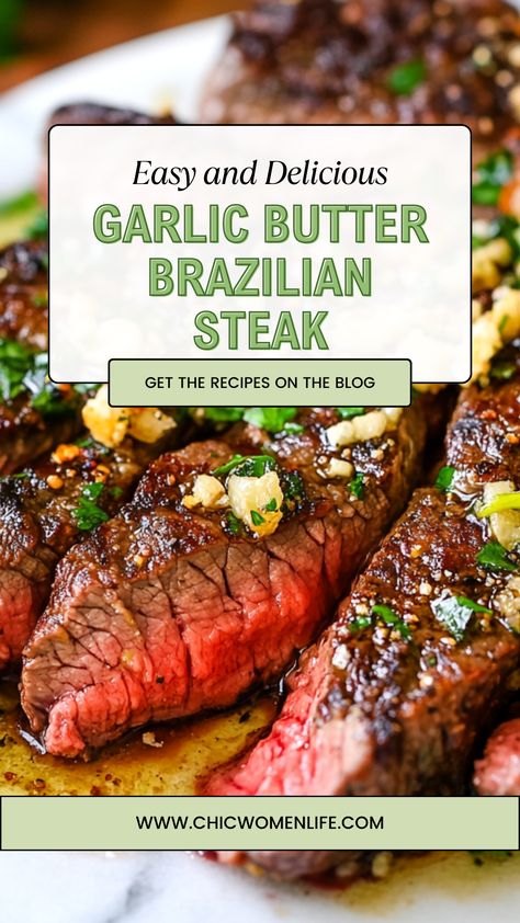 Garlic butter brazilian steak Brazilian Steak, Manicotti Recipe, Crockpot Casserole, Importance Of Food, Sliced Steak, Juicy Steak, Steak Recipe, Skirt Steak, Top Recipes