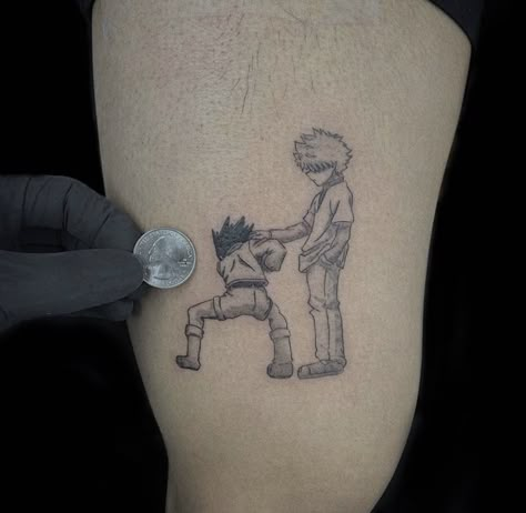 Anime Tattoo Artist, Tato Naruto, Anime Tats, Hunter Tattoo, Tatuagem Masculina Pequena, One Piece Tattoos, Gon Killua, Cute Small Tattoos, Tattoo Stencil Outline