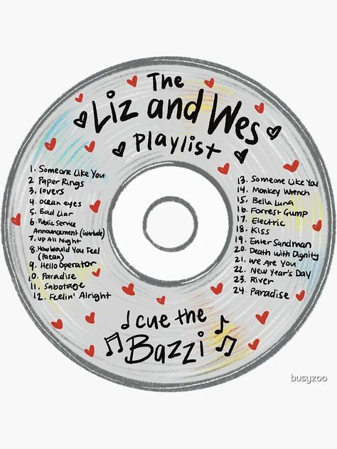 "Better than the Movies by Lynn Painter Liz and Wes Playlist CD" Sticker for Sale by busyzoo | Redbubble Better Than The Movies Stickers, Better Than The Movies Playlist, The Soundtrack Of Wes And Liz, Wes And Liz Better Than The Movies, Wes And Liz Playlist, Better Than Movies Aesthetic, Nothing Like The Movies Book, Better Than The Movies Cover, Books Like Better Than The Movies