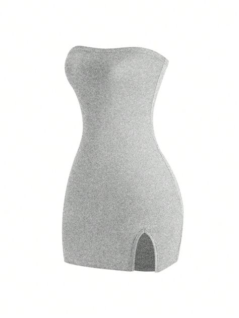 Light Grey Sexy Collar Sleeveless Fabric Plain Bodycon Embellished Medium Stretch  Women Clothing Summer Outfits 2017, Black Tube Dress, Summer Outfits Kids, Cute Dress Outfits, Fitted Mini Dress, Summer Work Outfits, Summer Outfit Inspiration, Girls Summer Outfits, Summer Dress Outfits