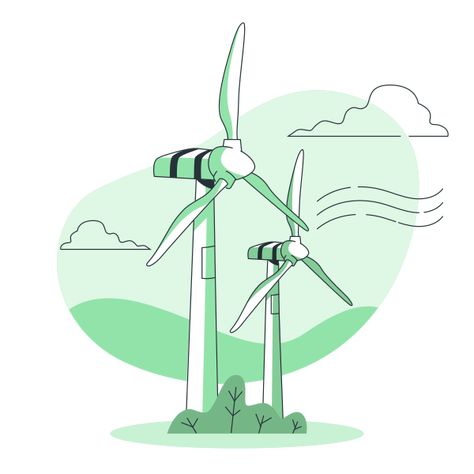 Wind turbine Customizable Cartoon Illustrations | Bro Style Wind Turbines Art, Hydro Energy, Solar Energy Design, Create A Story, City Vector, Offshore Wind, Wind Turbines, Wind Farm, Concept Illustration