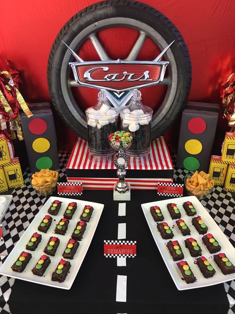 Cars Theme Candy Table, 2 Fast Dessert Table, Lighting Mcqueen Dessert Table, Pixar Cars Dessert Table, Cars Themed Desserts, Race Car Party Treats, Race Car Theme Dessert Table, Cars Candy Table, Disney Cars Dessert Table